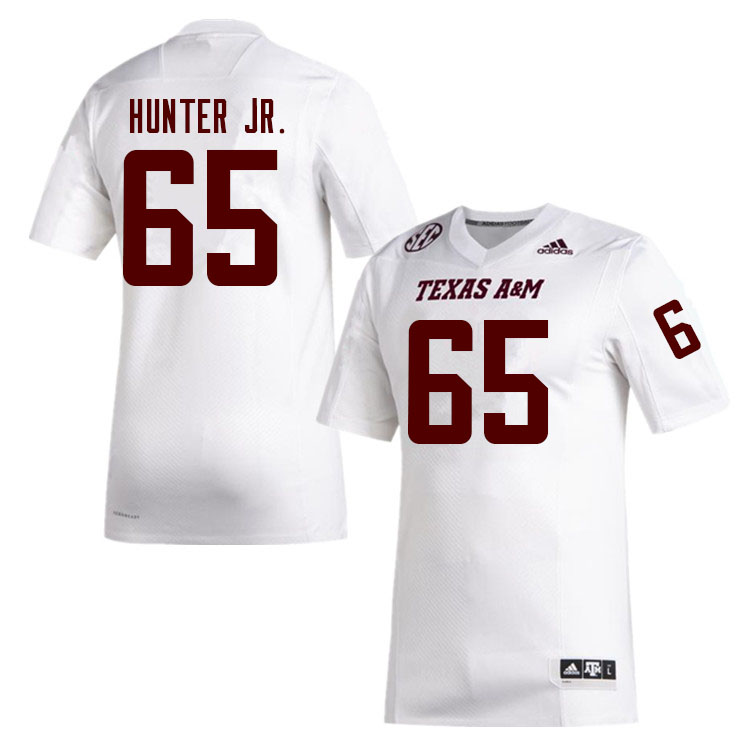 Men #65 Derick Hunter Jr. Texas A&M Aggies College Football Jerseys Sale-White